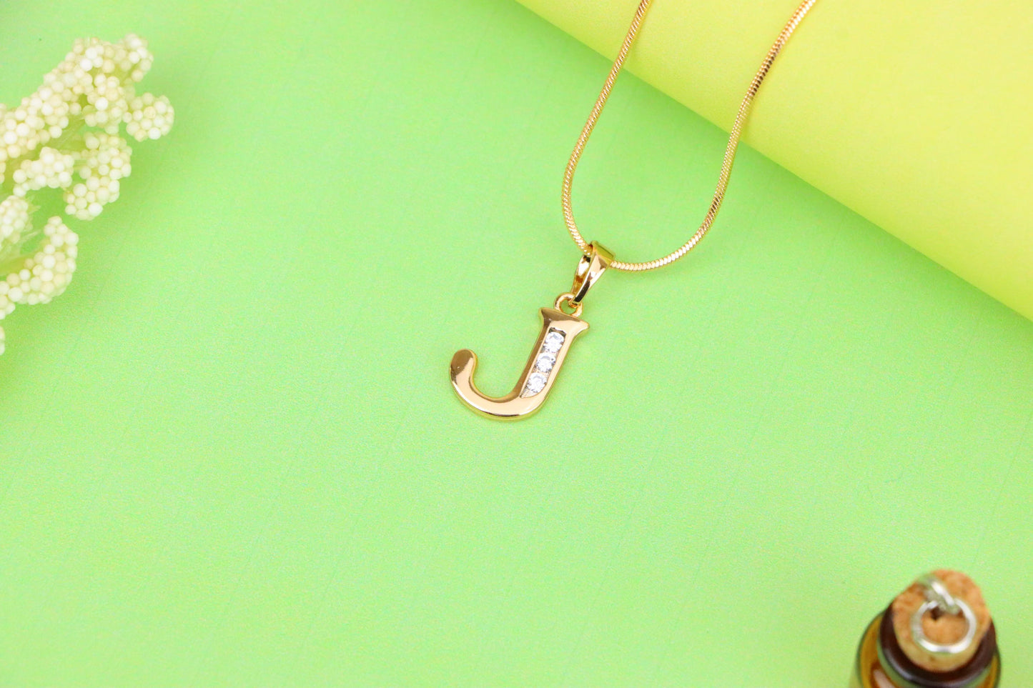 Rose Gold Letter J Pendant with Crystals – 18K Gold Plated Charm, XPPT1359 (2132-9)
