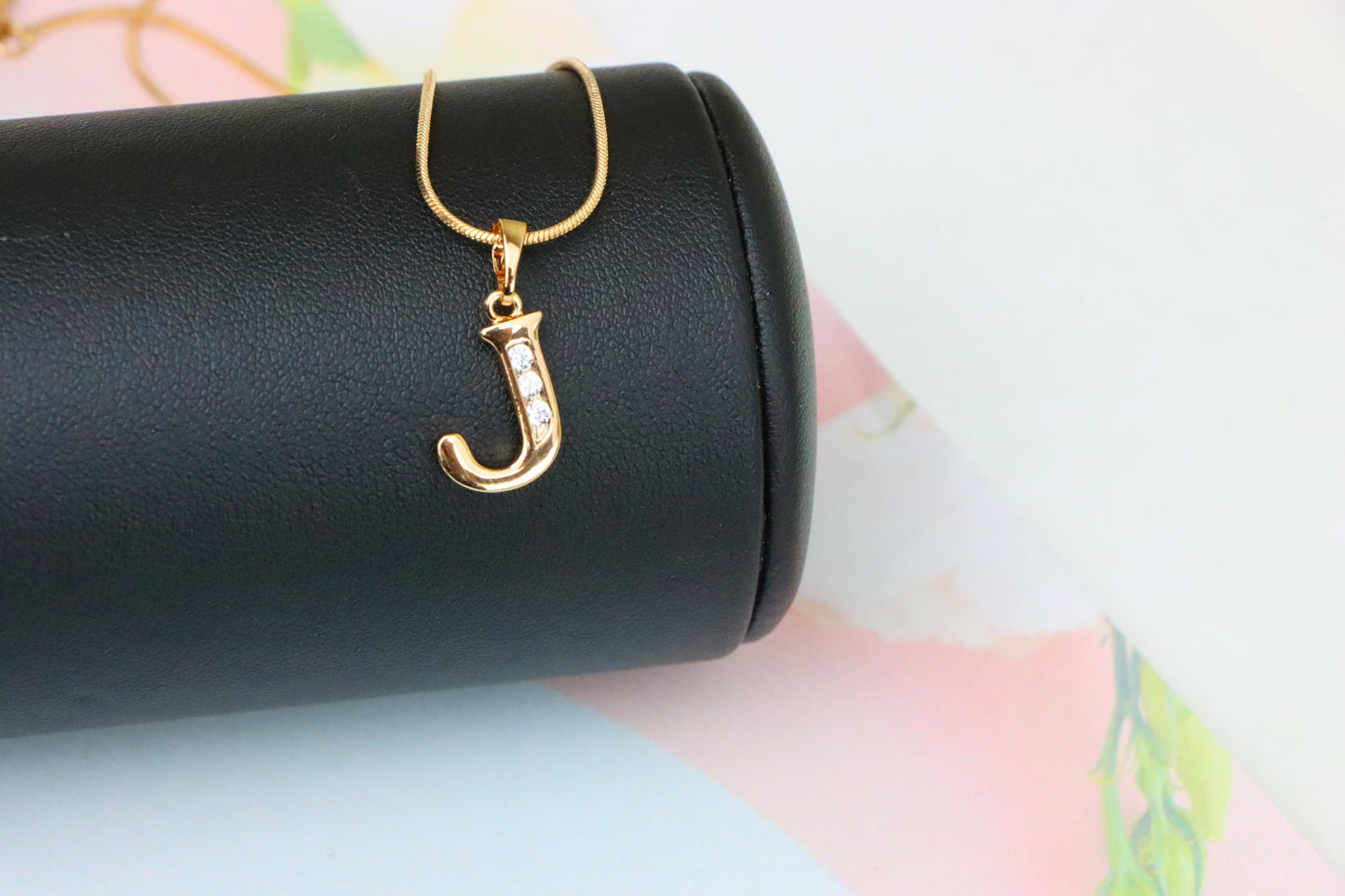 Rose Gold Letter J Pendant with Crystals – 18K Gold Plated Charm, XPPT1359 (2132-9)