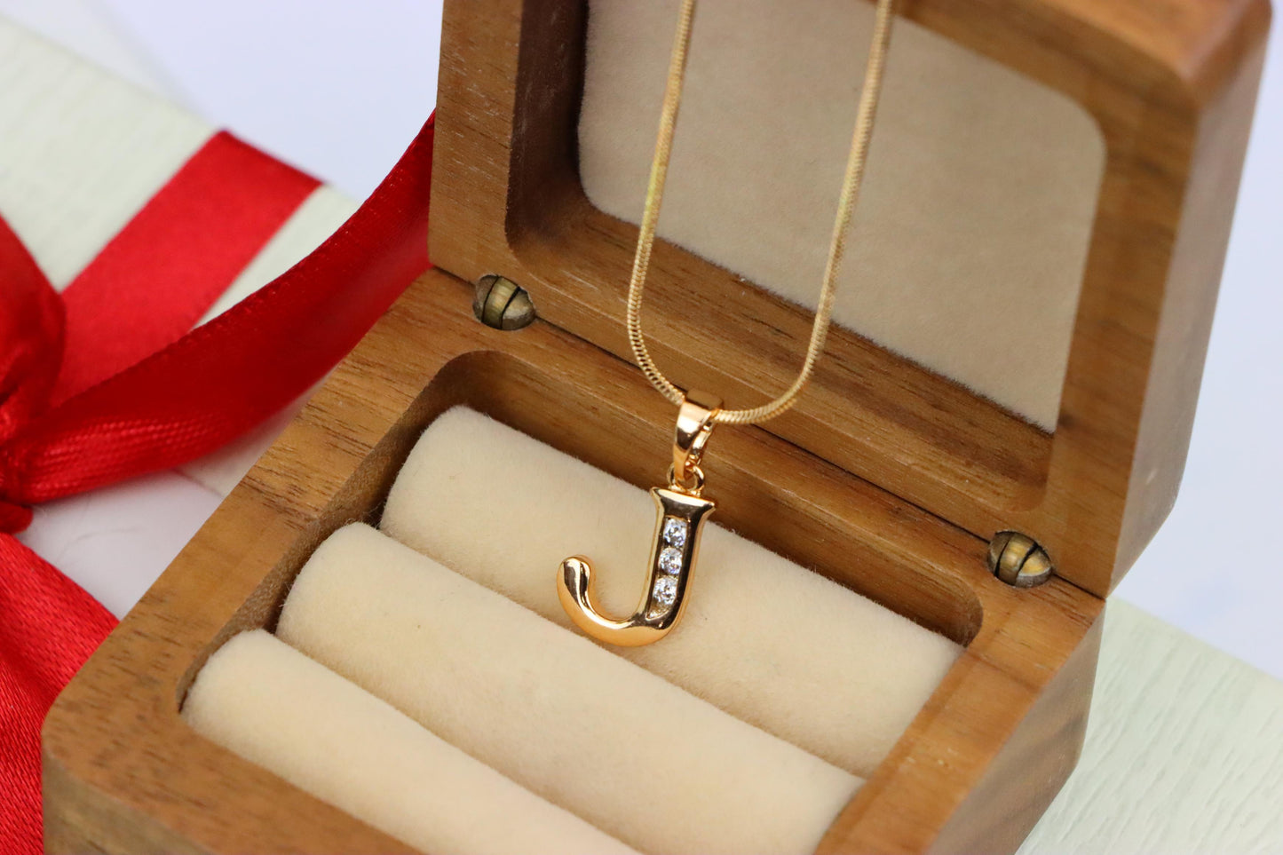 Rose Gold Letter J Pendant with Crystals – 18K Gold Plated Charm, XPPT1359 (2132-9)