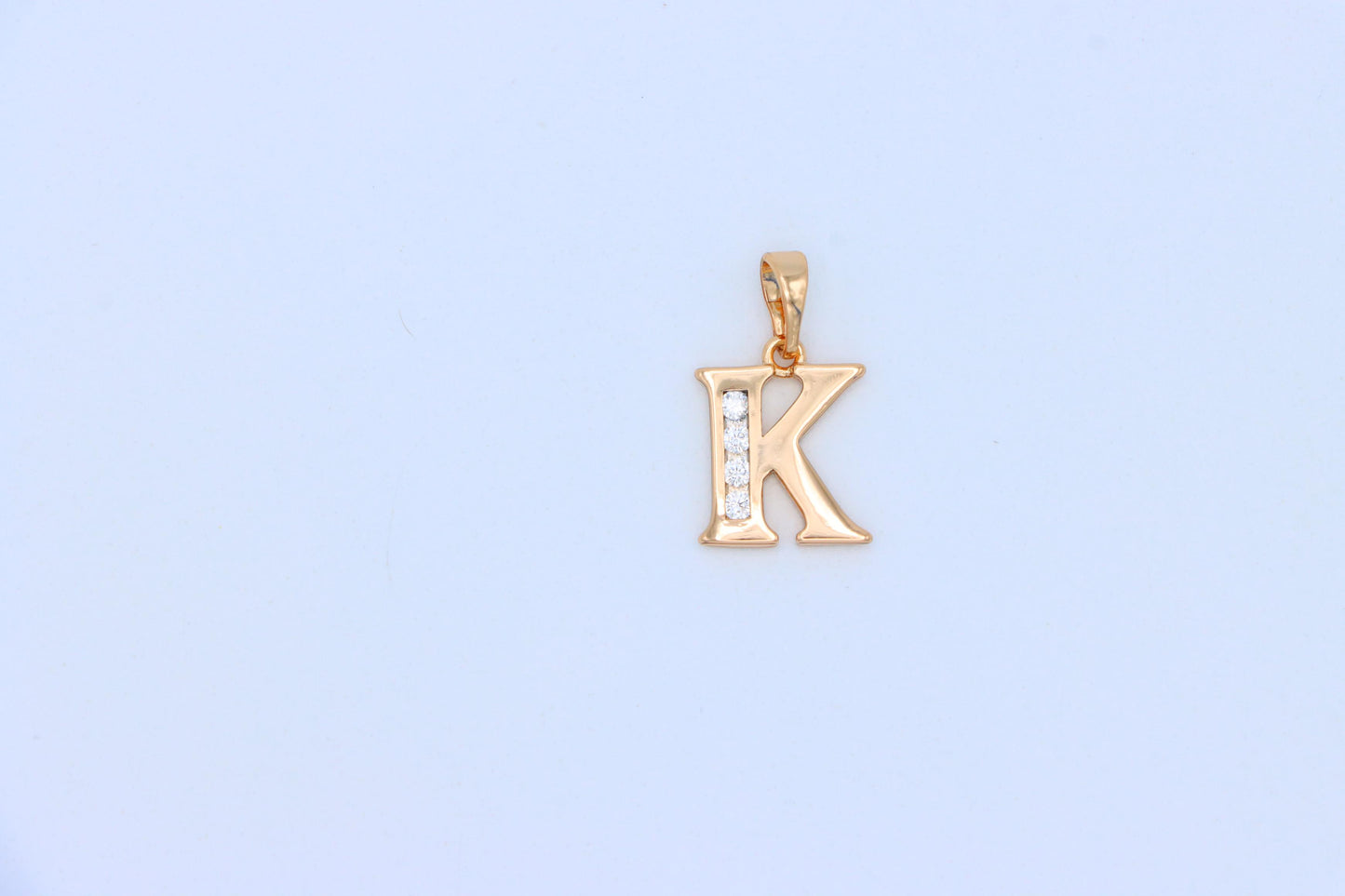 Rose Gold Letter K Pendant with Crystals – 18K Gold Plated Charm, XPPT1360 (2132-9)