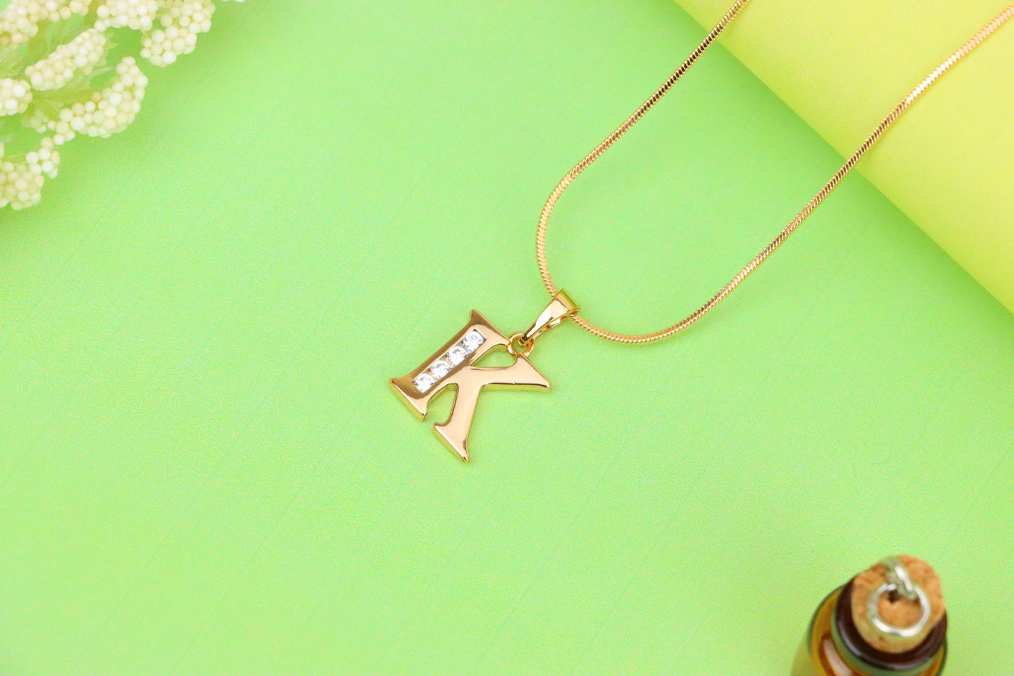 Rose Gold Letter K Pendant with Crystals – 18K Gold Plated Charm, XPPT1360 (2132-9)