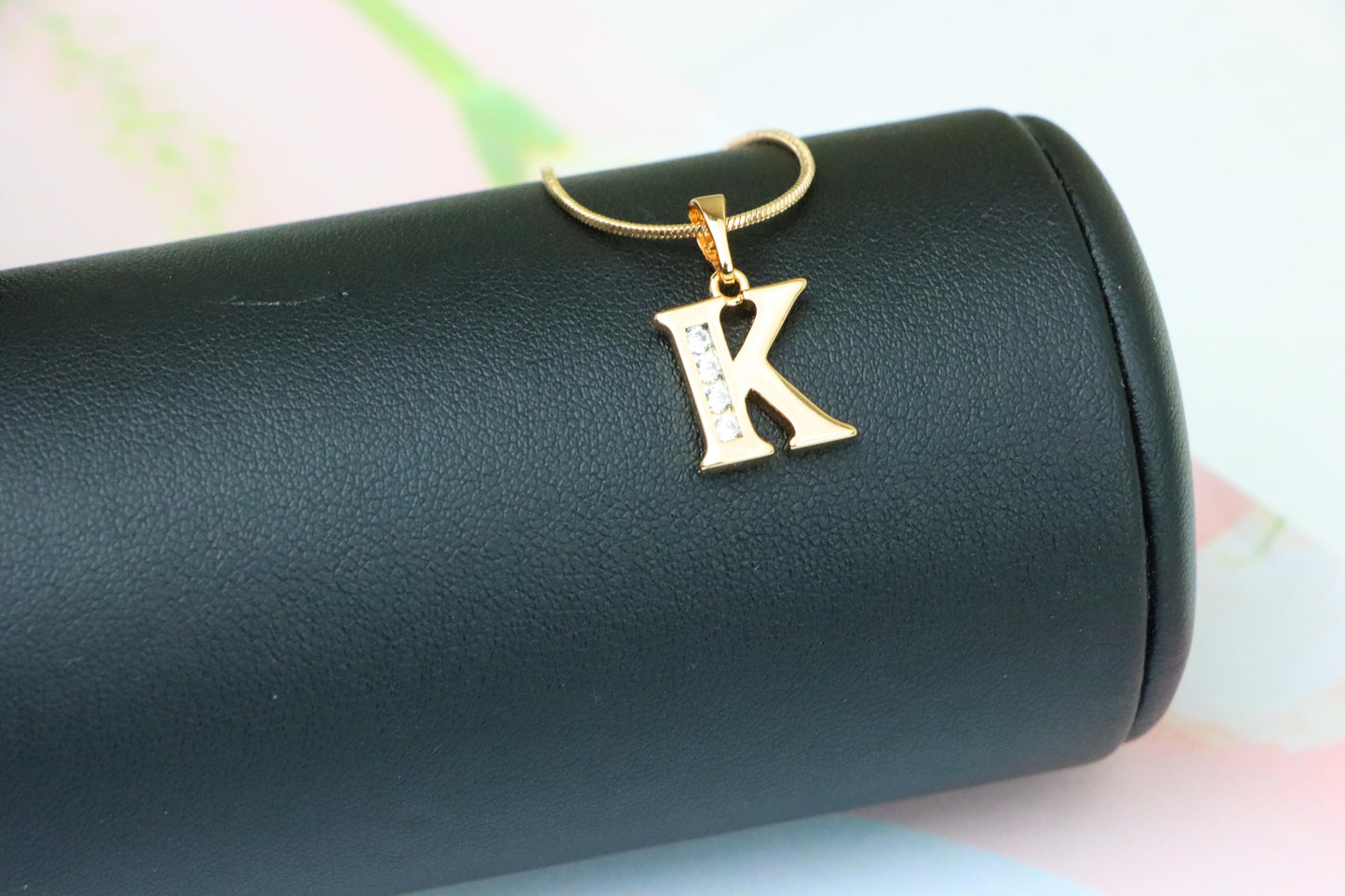 Rose Gold Letter K Pendant with Crystals – 18K Gold Plated Charm, XPPT1360 (2132-9)
