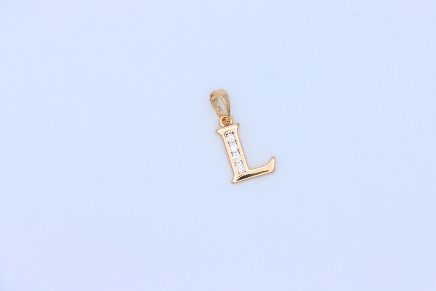 Rose Gold Letter L Pendant with Crystals – 18K Gold Plated Charm, XPPT1361 (2132-9)