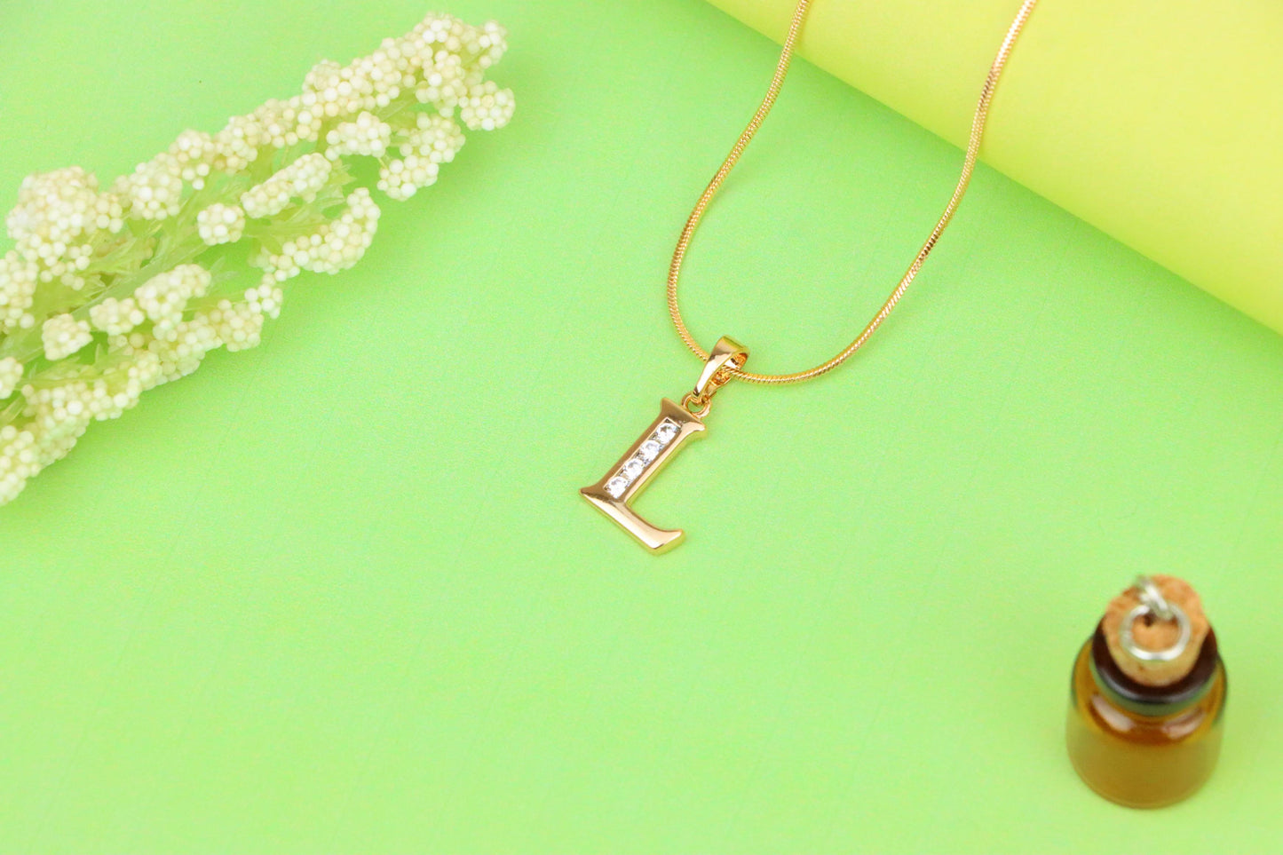 Rose Gold Letter L Pendant with Crystals – 18K Gold Plated Charm, XPPT1361 (2132-9)