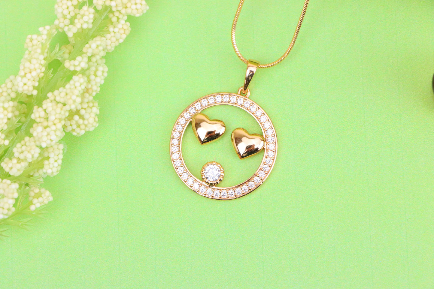 Smiley Face Pendant with Heart Eyes in Rose Gold Finish, XPPT1829 (2154-7)