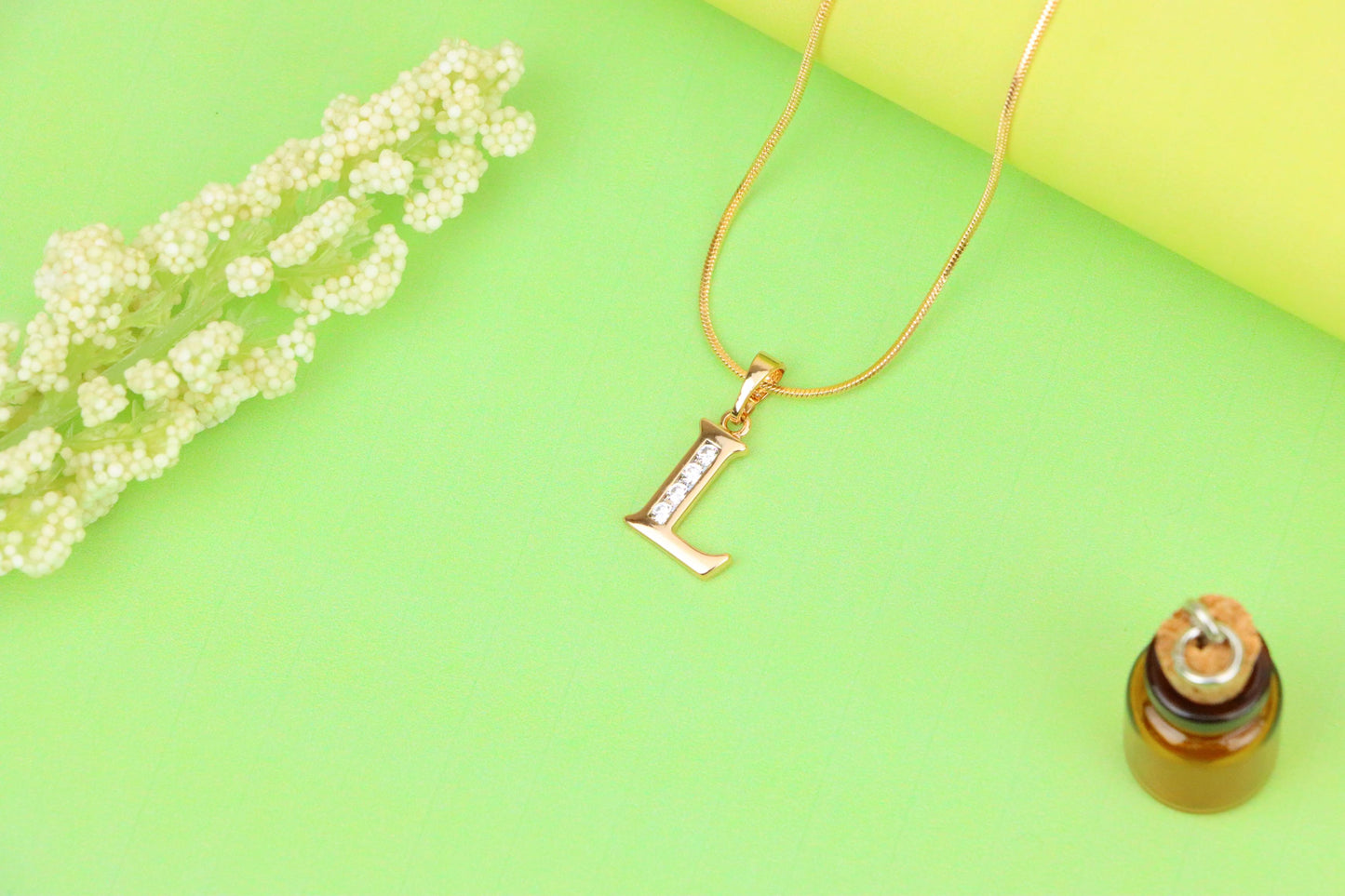 Rose Gold Letter L Pendant with Crystals – 18K Gold Plated Charm, XPPT1361 (2132-9)