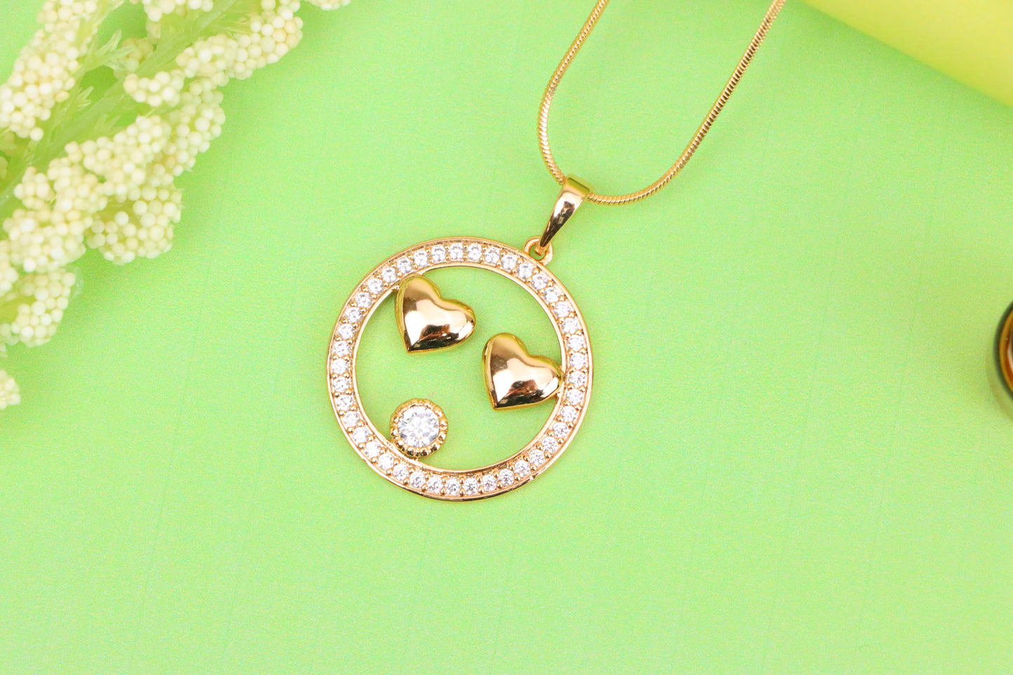 Smiley Face Pendant with Heart Eyes in Rose Gold Finish, XPPT1829 (2154-7)