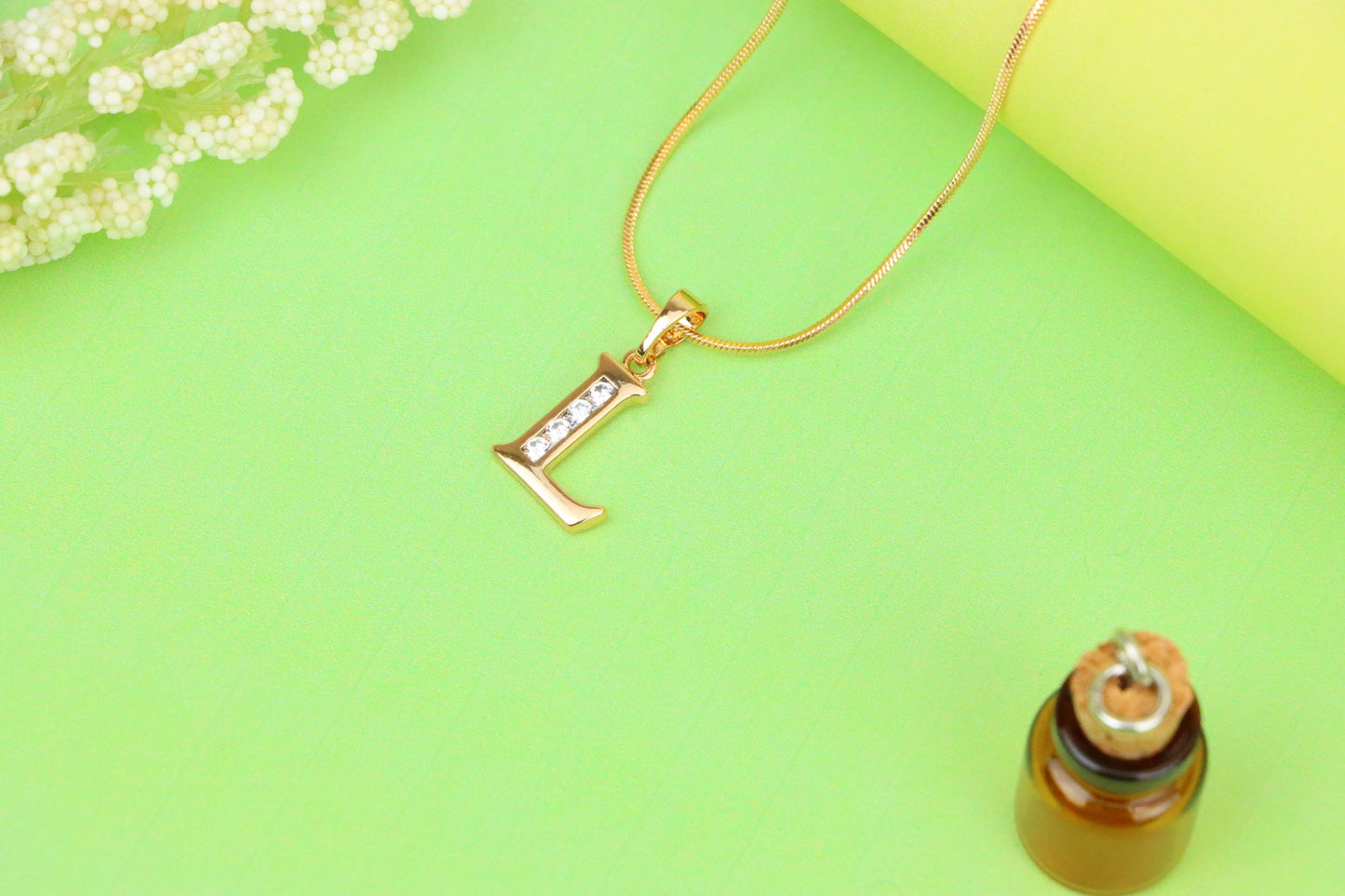 Rose Gold Letter L Pendant with Crystals – 18K Gold Plated Charm, XPPT1361 (2132-9)