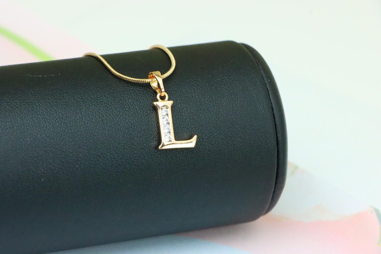 Rose Gold Letter L Pendant with Crystals – 18K Gold Plated Charm, XPPT1361 (2132-9)
