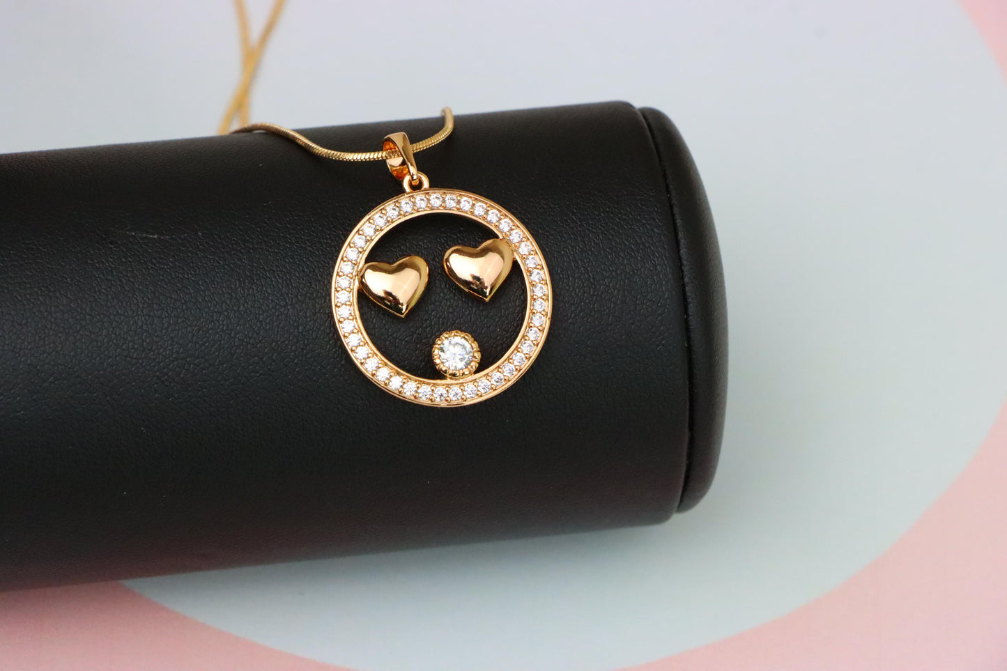 Smiley Face Pendant with Heart Eyes in Rose Gold Finish, XPPT1829 (2154-7)