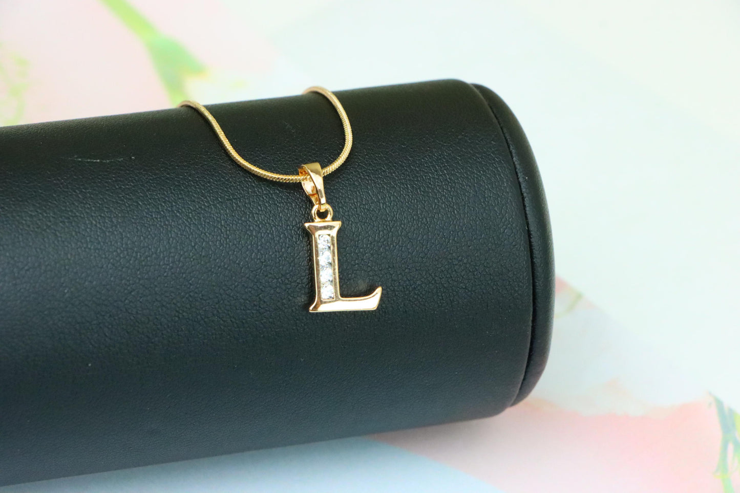 Rose Gold Letter L Pendant with Crystals – 18K Gold Plated Charm, XPPT1361 (2132-9)
