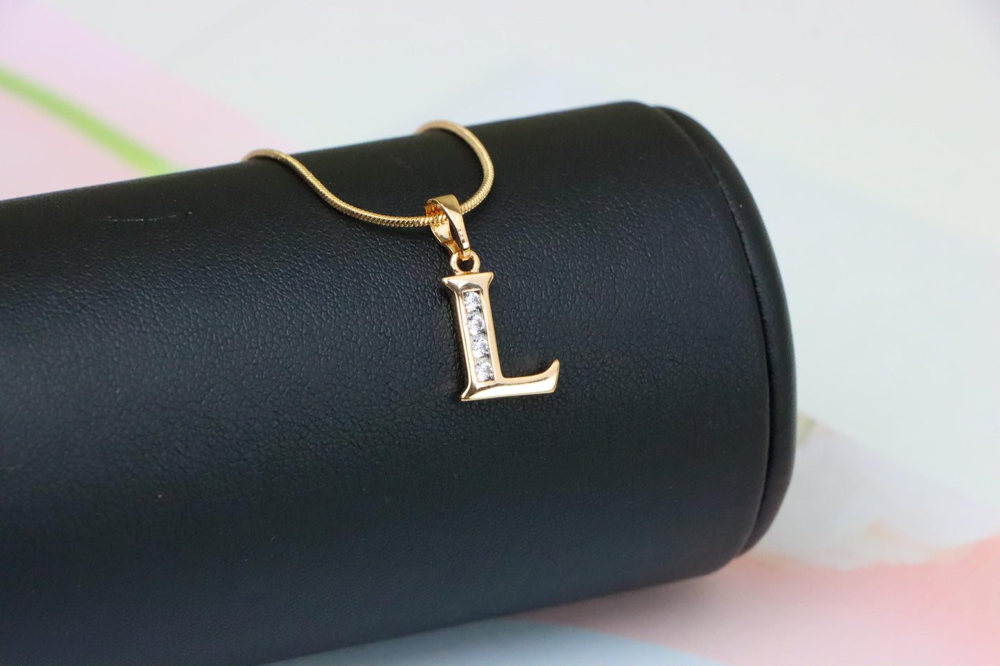 Rose Gold Letter L Pendant with Crystals – 18K Gold Plated Charm, XPPT1361 (2132-9)
