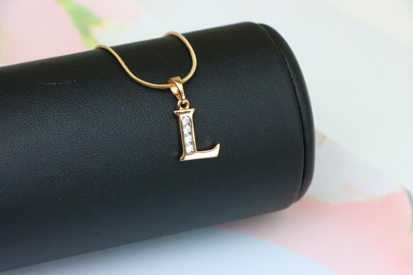 Rose Gold Letter L Pendant with Crystals – 18K Gold Plated Charm, XPPT1361 (2132-9)