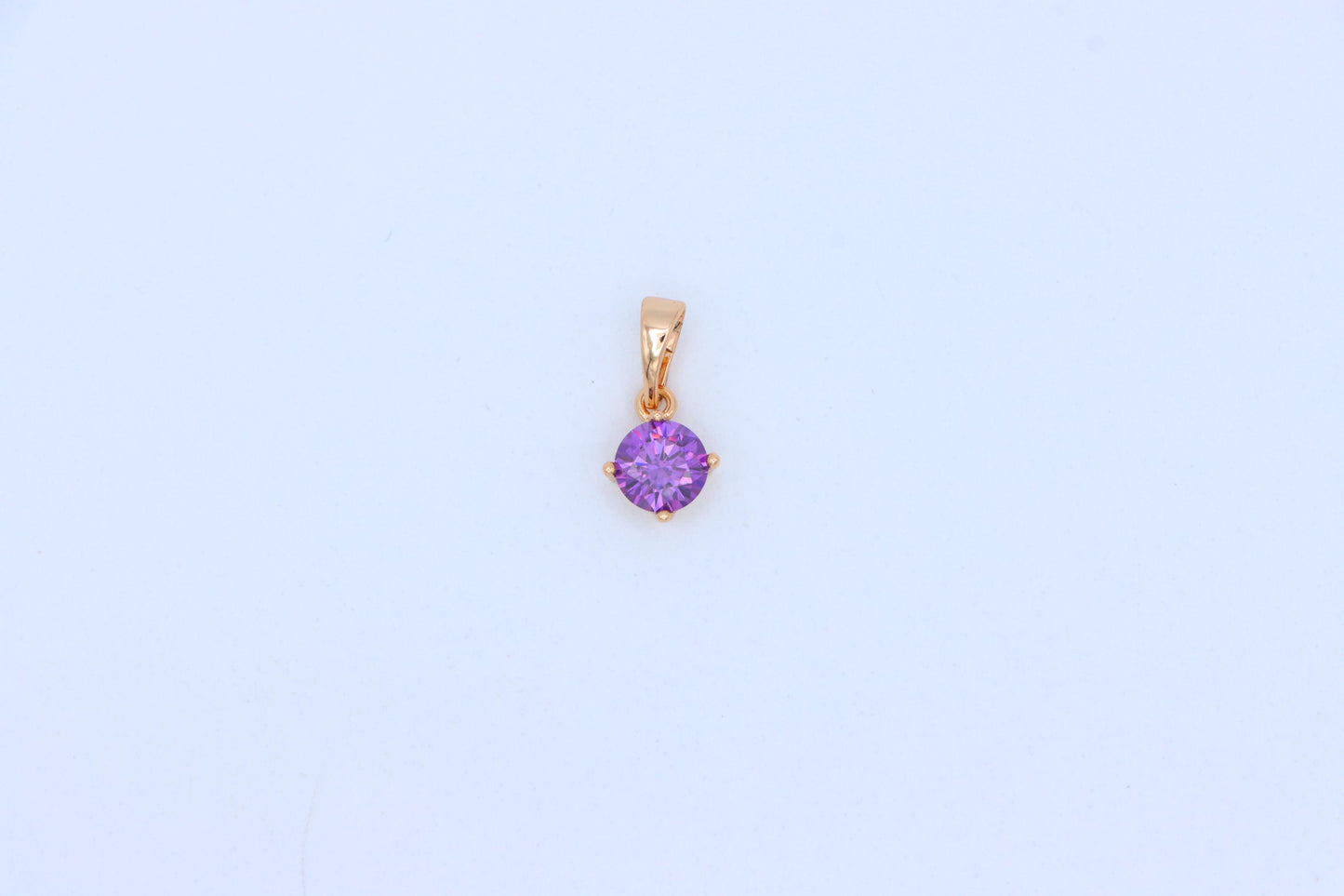 Minimalist Purple Round Pendant in Rose Gold Petite Design, XPPT1830 (2154-8)