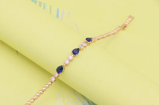 Elegant Blue Teardrop & Round CZ Rose Gold Bracelet, XPBL1027 (2103-6)