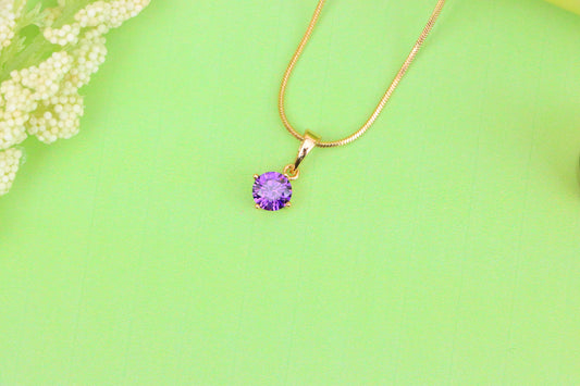 Minimalist Purple Round Pendant in Rose Gold Petite Design, XPPT1830 (2154-8)