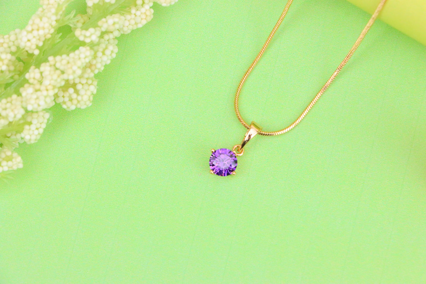 Minimalist Purple Round Pendant in Rose Gold Petite Design, XPPT1830 (2154-8)