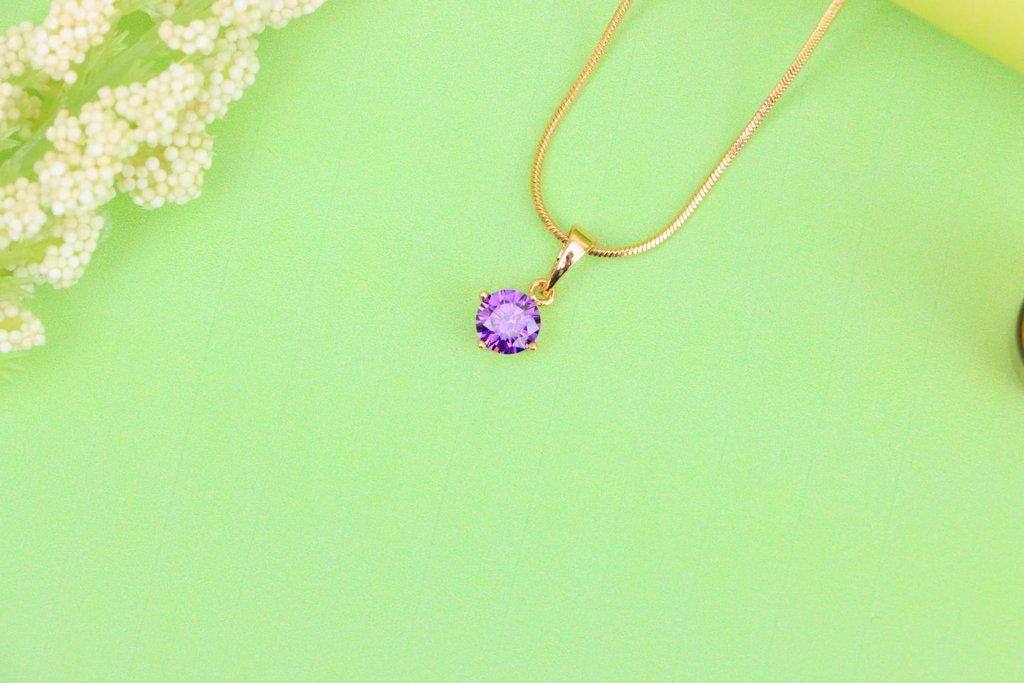 Minimalist Purple Round Pendant in Rose Gold Petite Design, XPPT1830 (2154-8)
