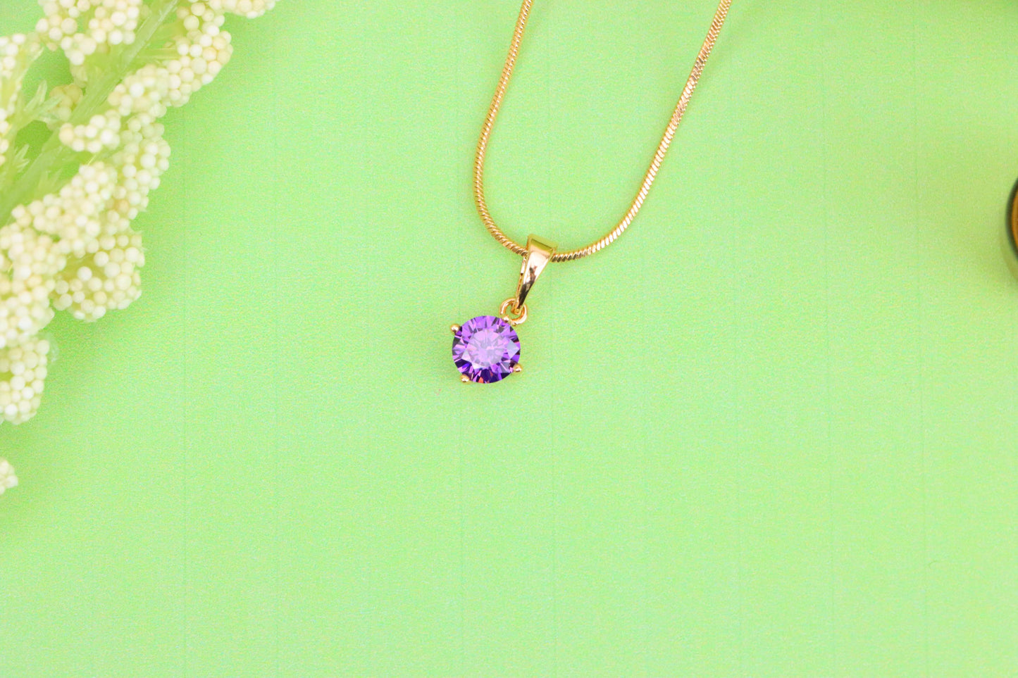 Minimalist Purple Round Pendant in Rose Gold Petite Design, XPPT1830 (2154-8)
