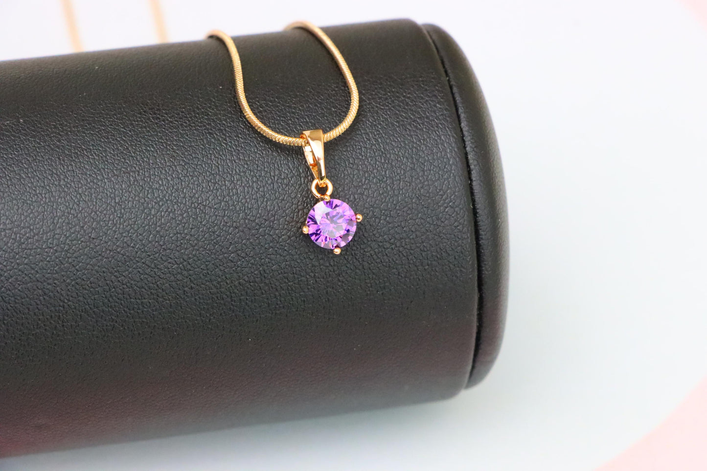 Minimalist Purple Round Pendant in Rose Gold Petite Design, XPPT1830 (2154-8)