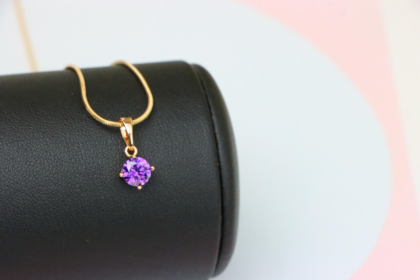 Minimalist Purple Round Pendant in Rose Gold Petite Design, XPPT1830 (2154-8)