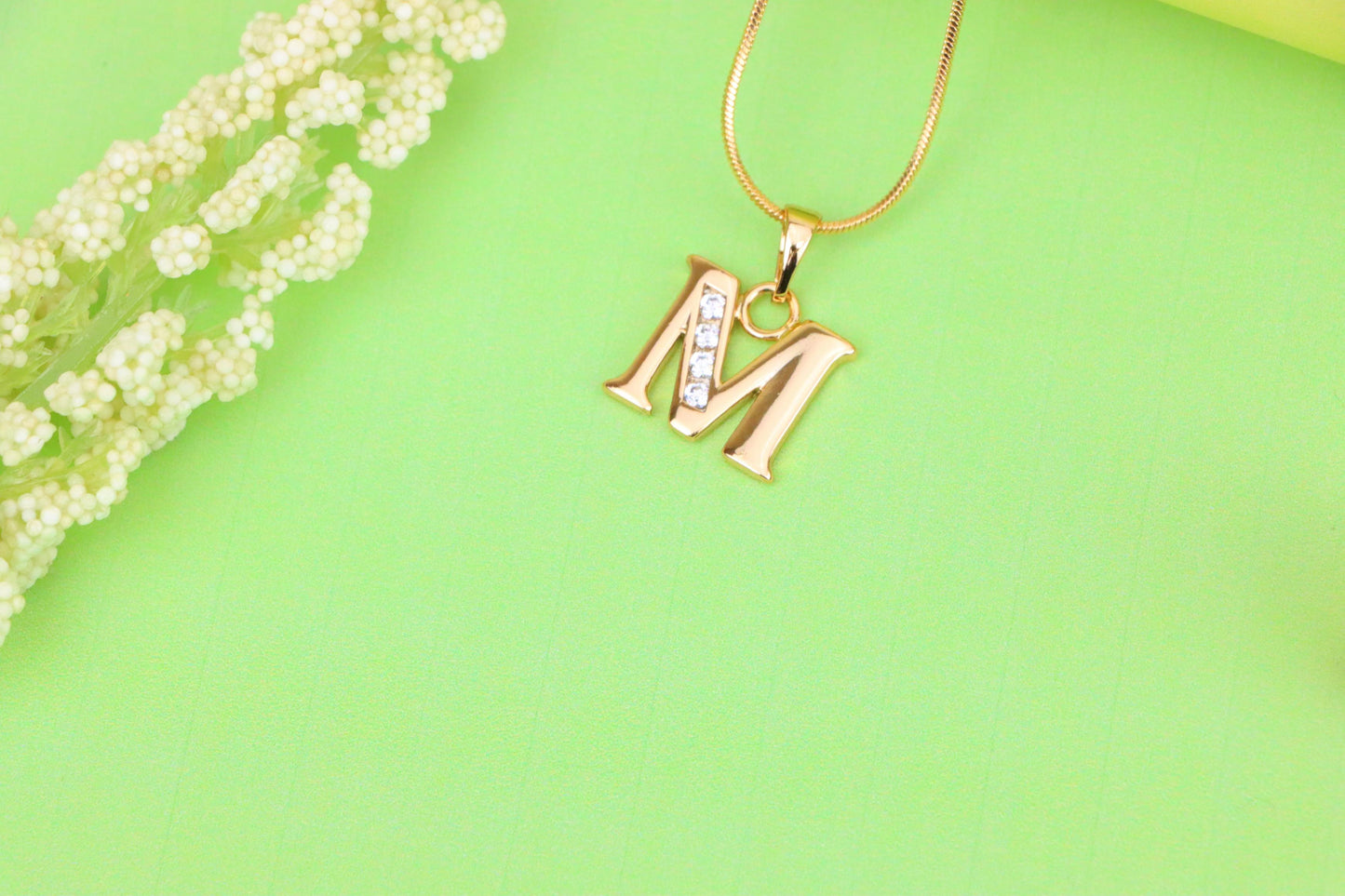 Rose Gold Letter M Pendant with Crystals – 18K Gold Plated Charm, XPPT1362 (2132-9)