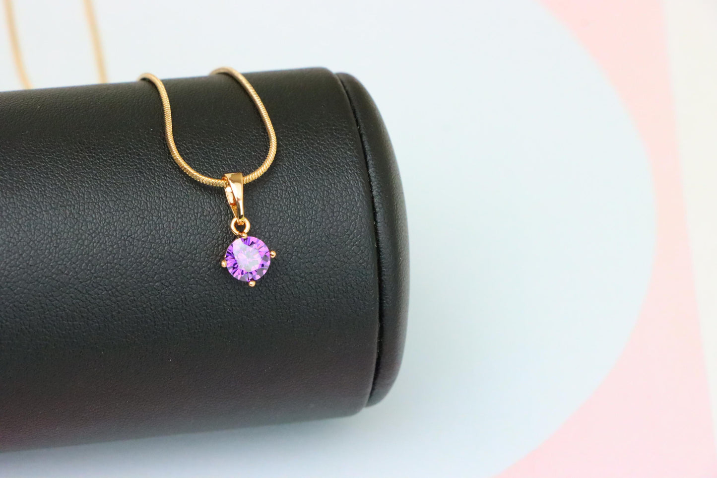 Minimalist Purple Round Pendant in Rose Gold Petite Design, XPPT1830 (2154-8)