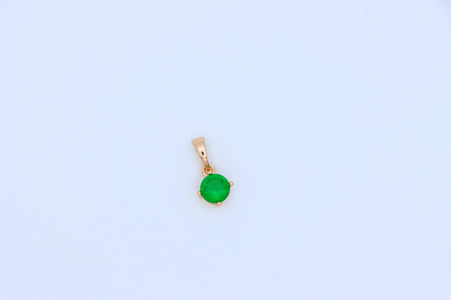Elegant Green Round Pendant in Gold Plating Minimal Charm, XPPT1831 (2154-8)