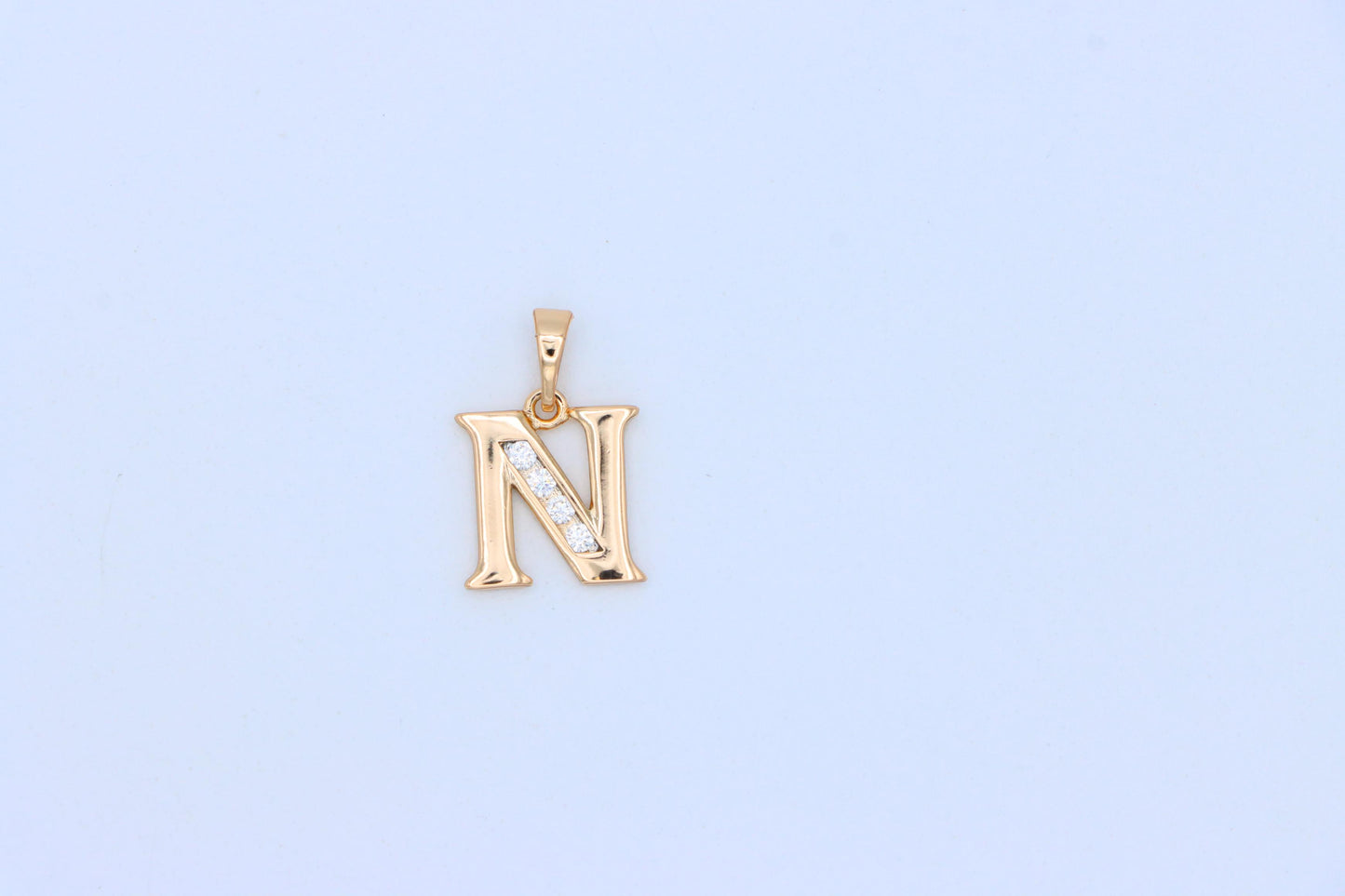 Rose Gold Letter N Pendant with Crystals – 18K Gold Plated Charm, XPPT1363 (2132-9)