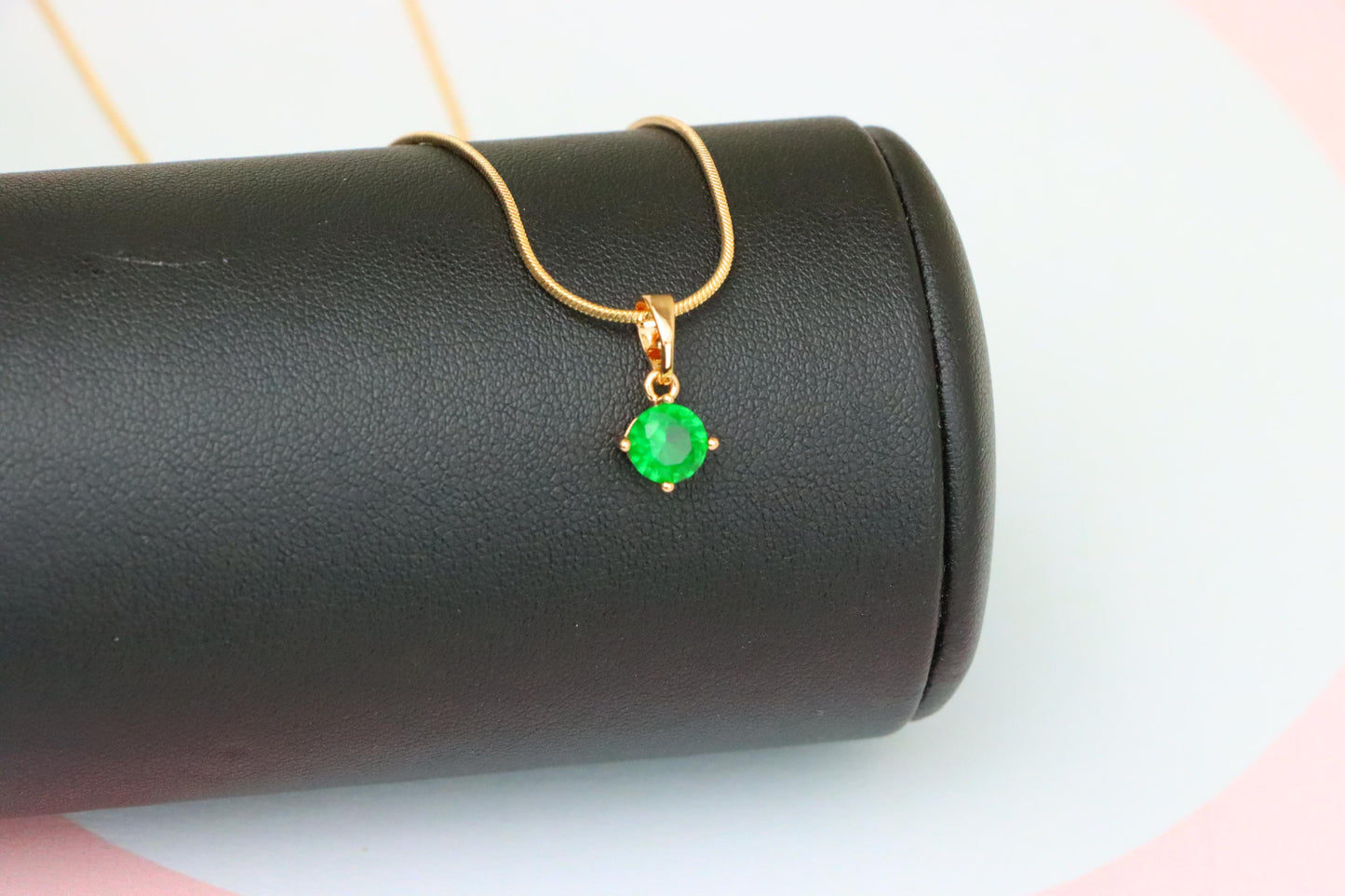 Elegant Green Round Pendant in Gold Plating Minimal Charm, XPPT1831 (2154-8)