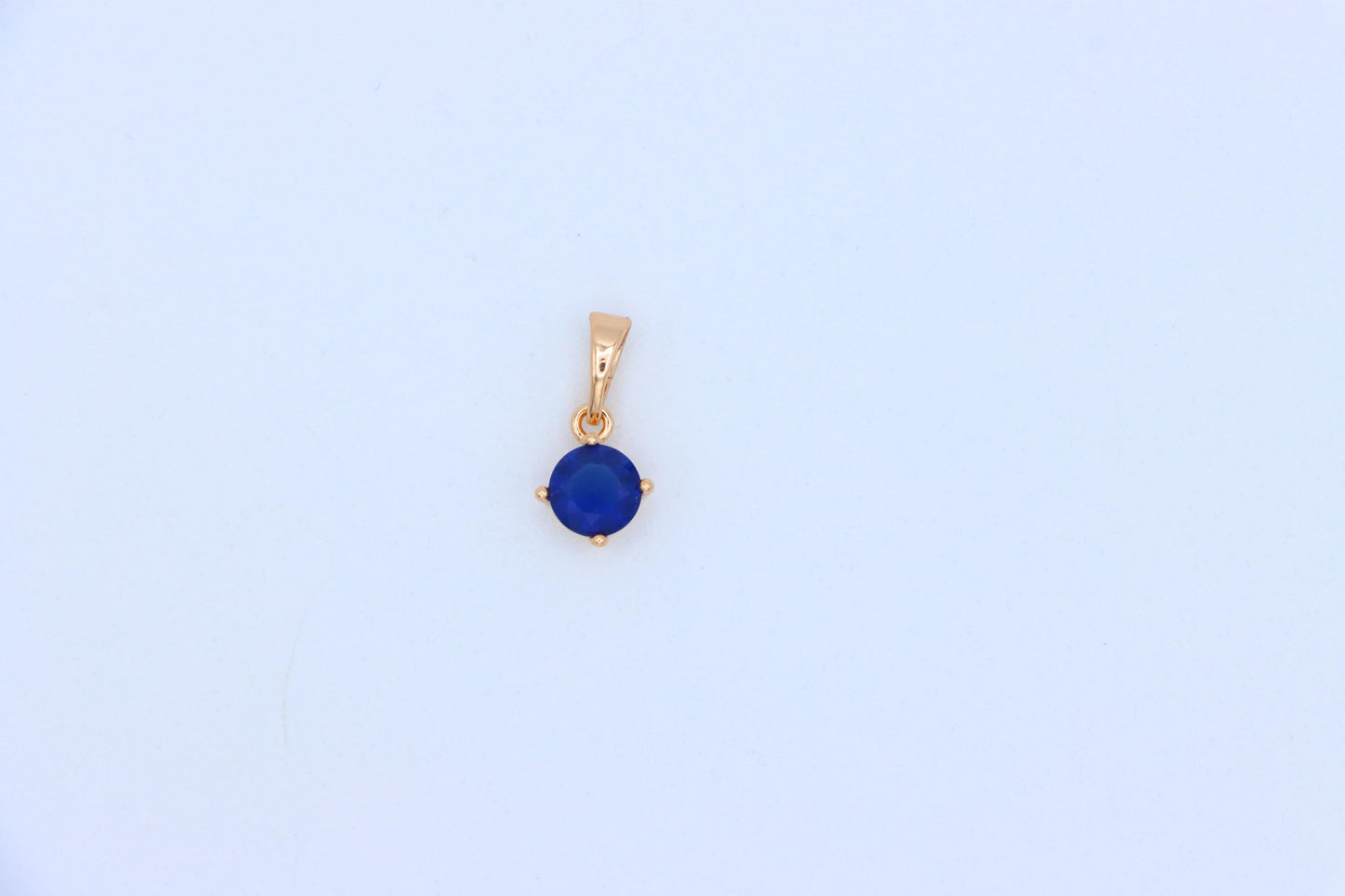 Classic Blue Round Pendant in Gold Plating Dainty Accent, XPPT1832 (2154-8)
