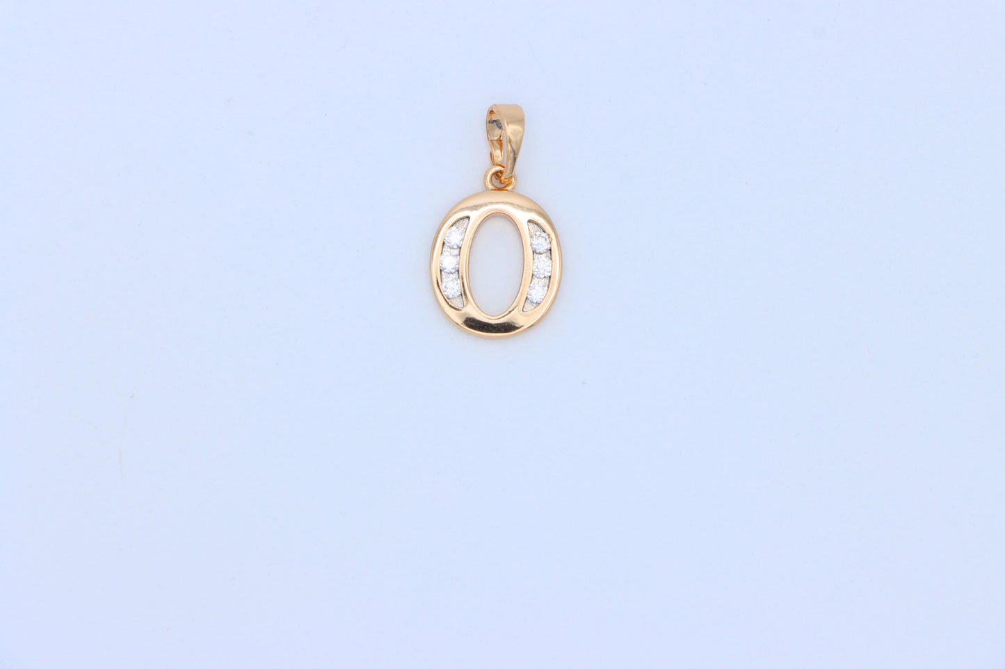 Rose Gold Letter O Pendant with Crystals – 18K Gold Plated Charm, XPPT1364 (2132-9)