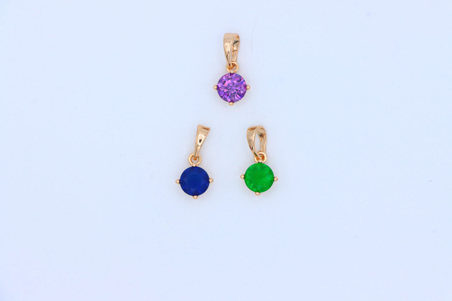 Classic Blue Round Pendant in Gold Plating Dainty Accent, XPPT1832 (2154-8)