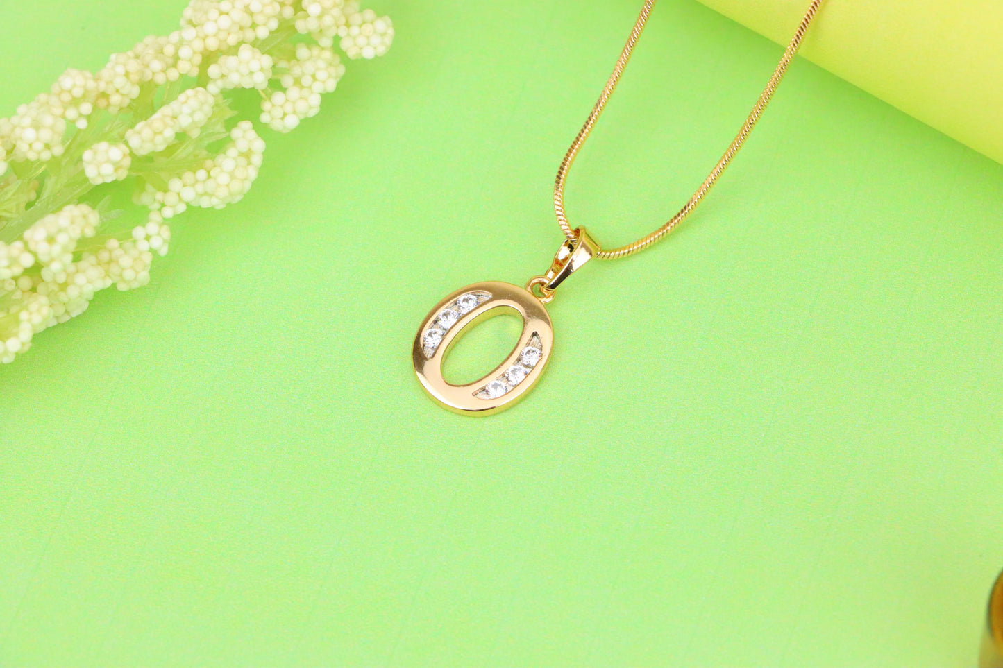 Rose Gold Letter O Pendant with Crystals – 18K Gold Plated Charm, XPPT1364 (2132-9)