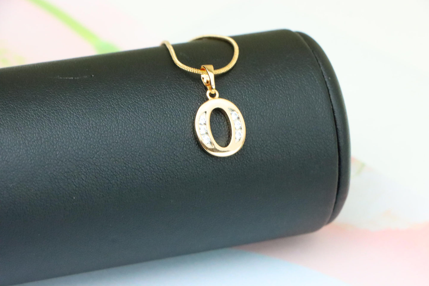 Rose Gold Letter O Pendant with Crystals – 18K Gold Plated Charm, XPPT1364 (2132-9)