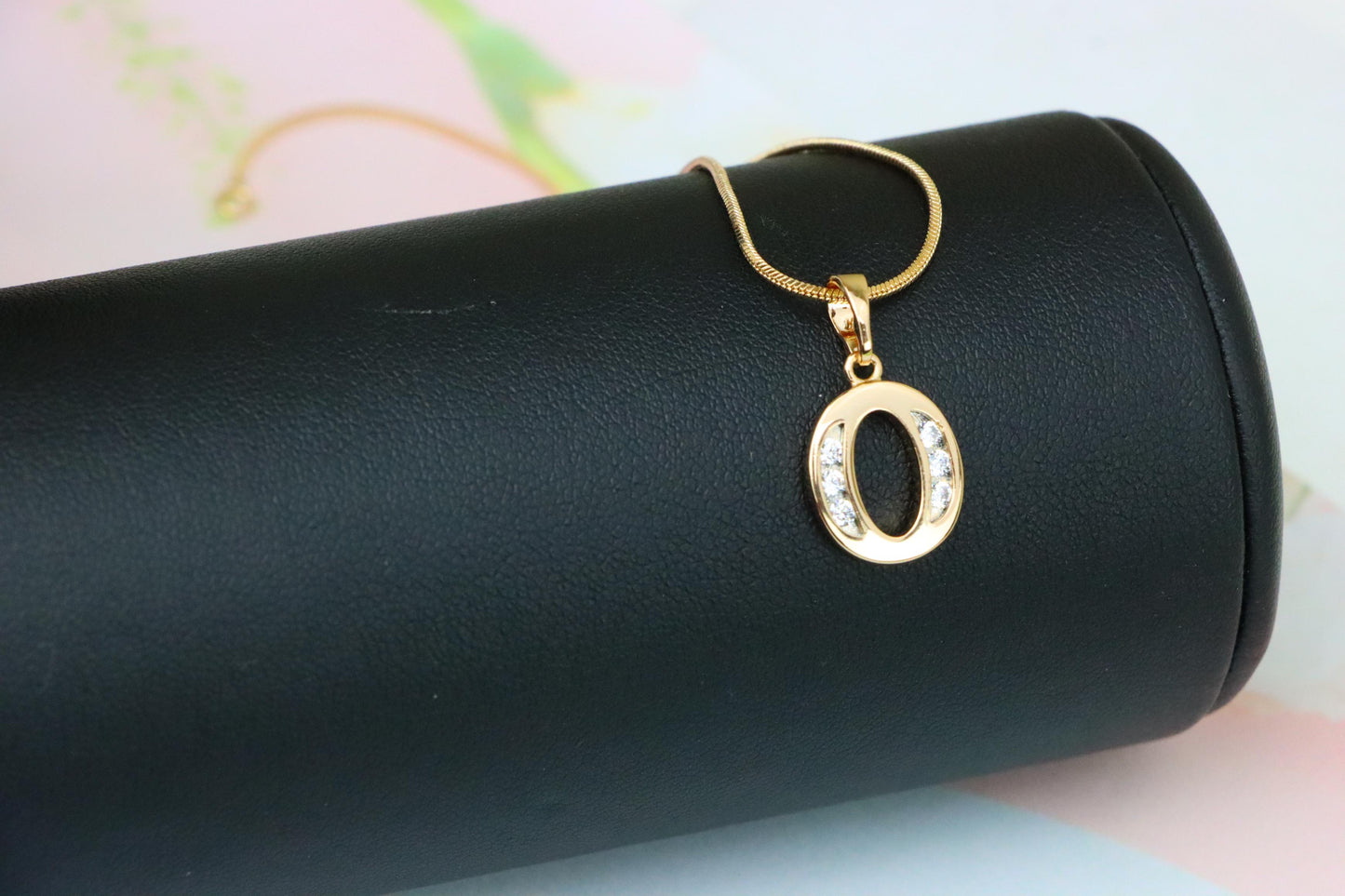 Rose Gold Letter O Pendant with Crystals – 18K Gold Plated Charm, XPPT1364 (2132-9)