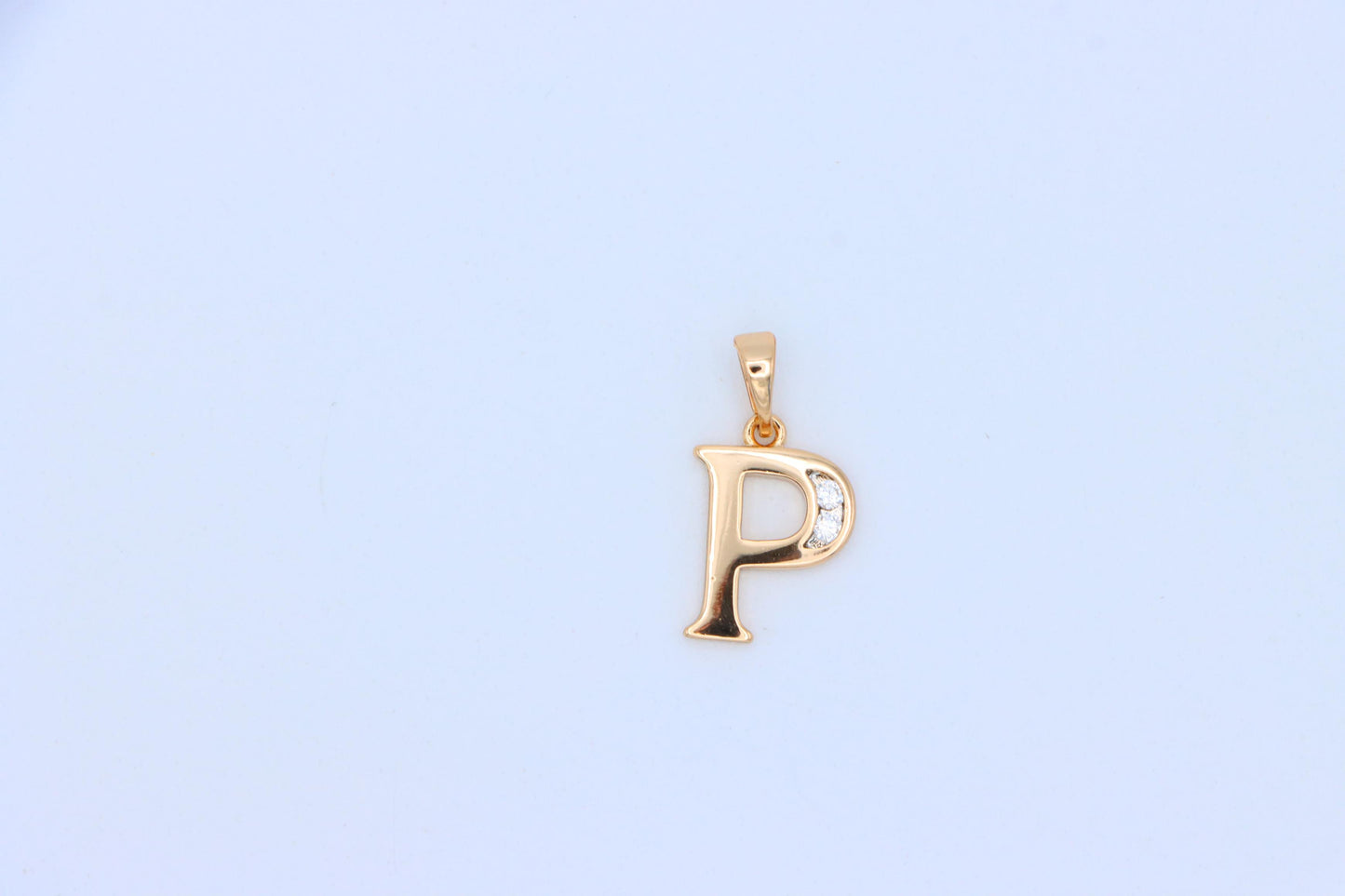 Rose Gold Letter P Pendant with Crystals – 18K Gold Plated Charm, XPPT1365 (2132-9)