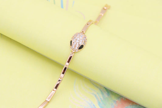 Rose Gold Snake Head Bracelet with Sparkling Crystals, XPBL1030 (2103-9)