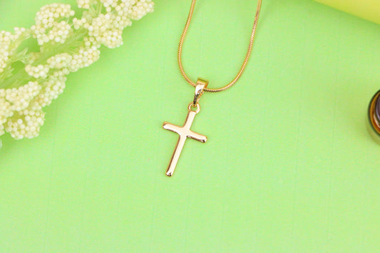 Minimalist Rose Gold Cross Pendant in Smooth Finish, XPPT1834 (2154-10)