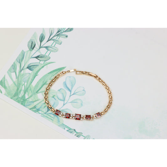 Rose Gold Bracelet with Red Stones – Gold Plated, XPBL0676 (2068-5)