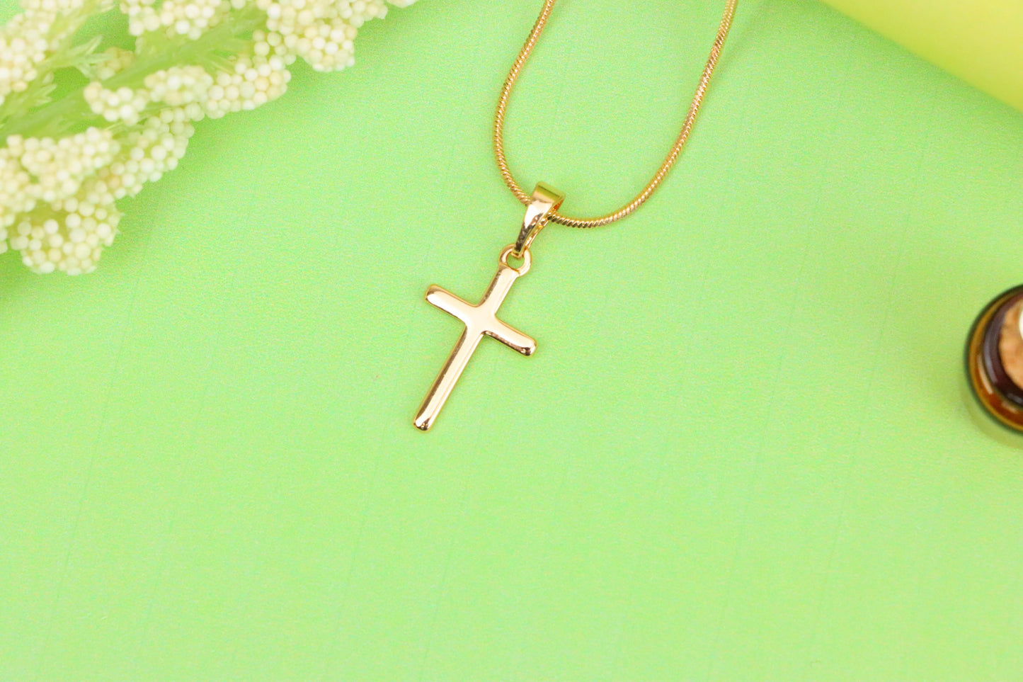 Minimalist Rose Gold Cross Pendant in Smooth Finish, XPPT1834 (2154-10)