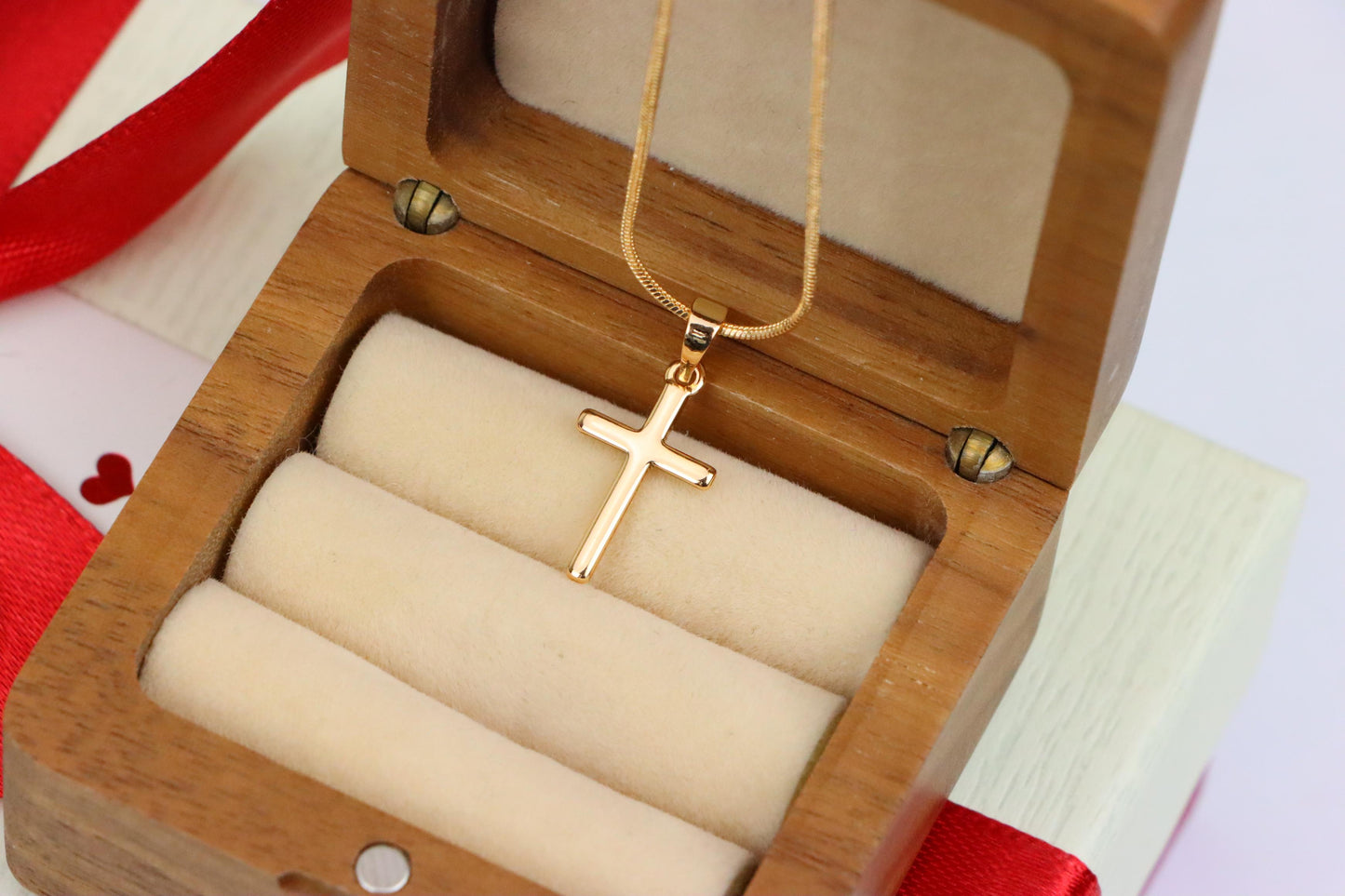 Minimalist Rose Gold Cross Pendant in Smooth Finish, XPPT1834 (2154-10)