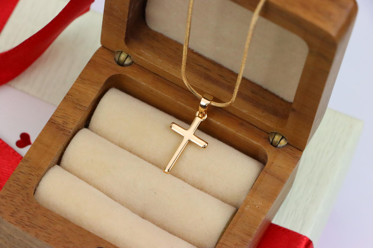 Minimalist Rose Gold Cross Pendant in Smooth Finish, XPPT1834 (2154-10)
