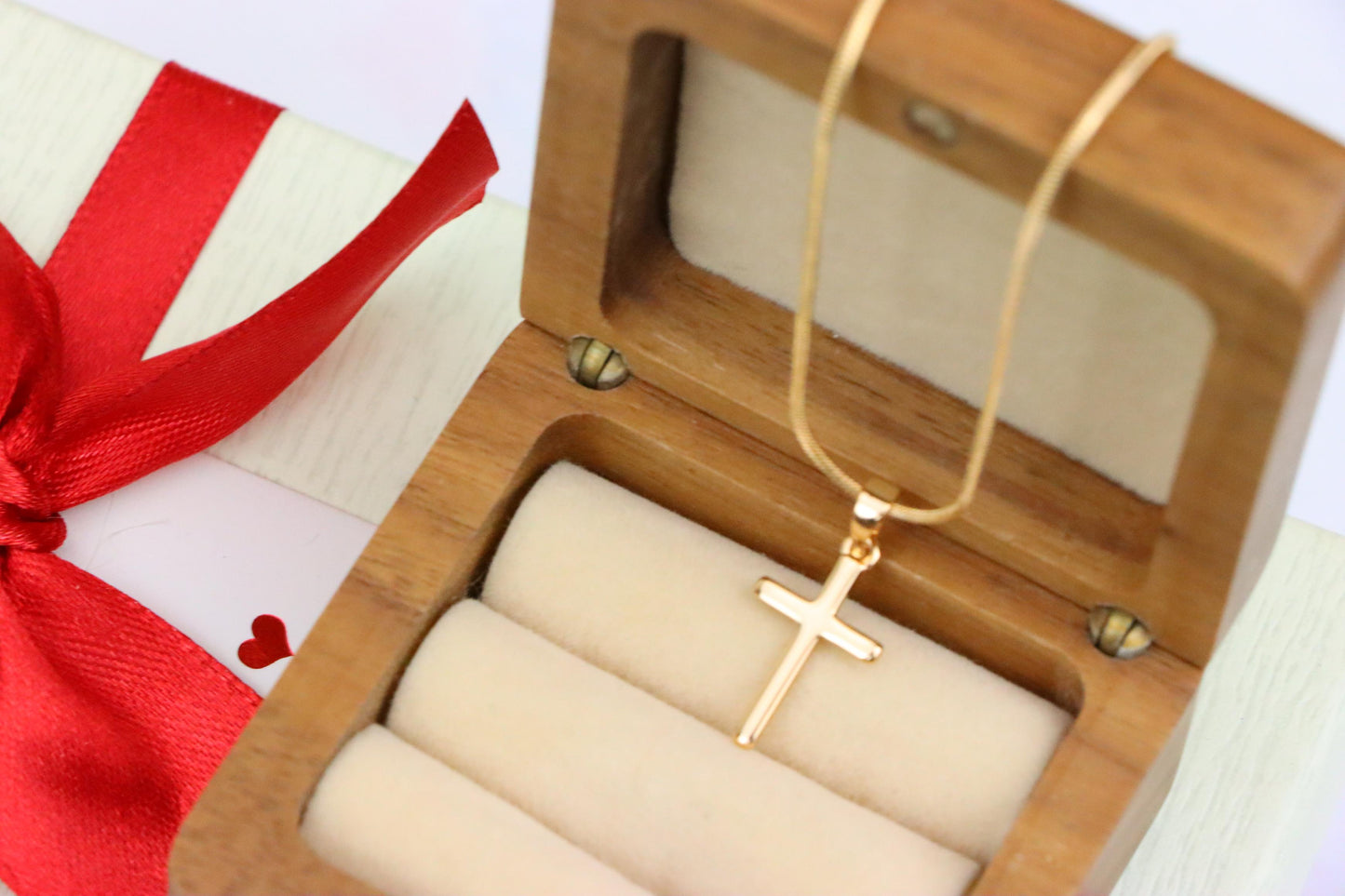 Minimalist Rose Gold Cross Pendant in Smooth Finish, XPPT1834 (2154-10)