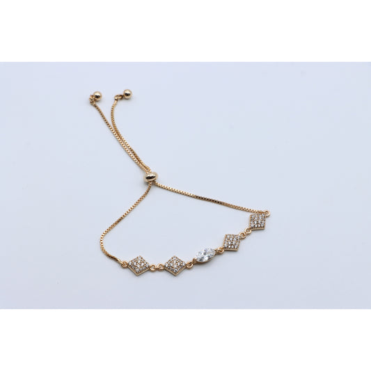 Rose Gold Adjustable Bracelet with CZ Stones, XPAB0677 (2068-6)