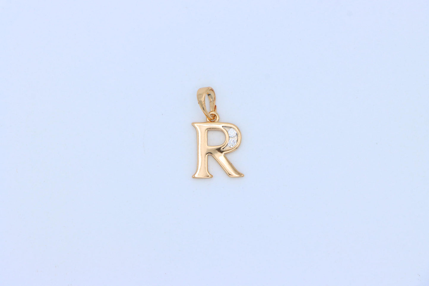 Rose Gold Letter R Pendant with Crystal Accent – 18K Gold Plated, XPPT1367 (2132-9)