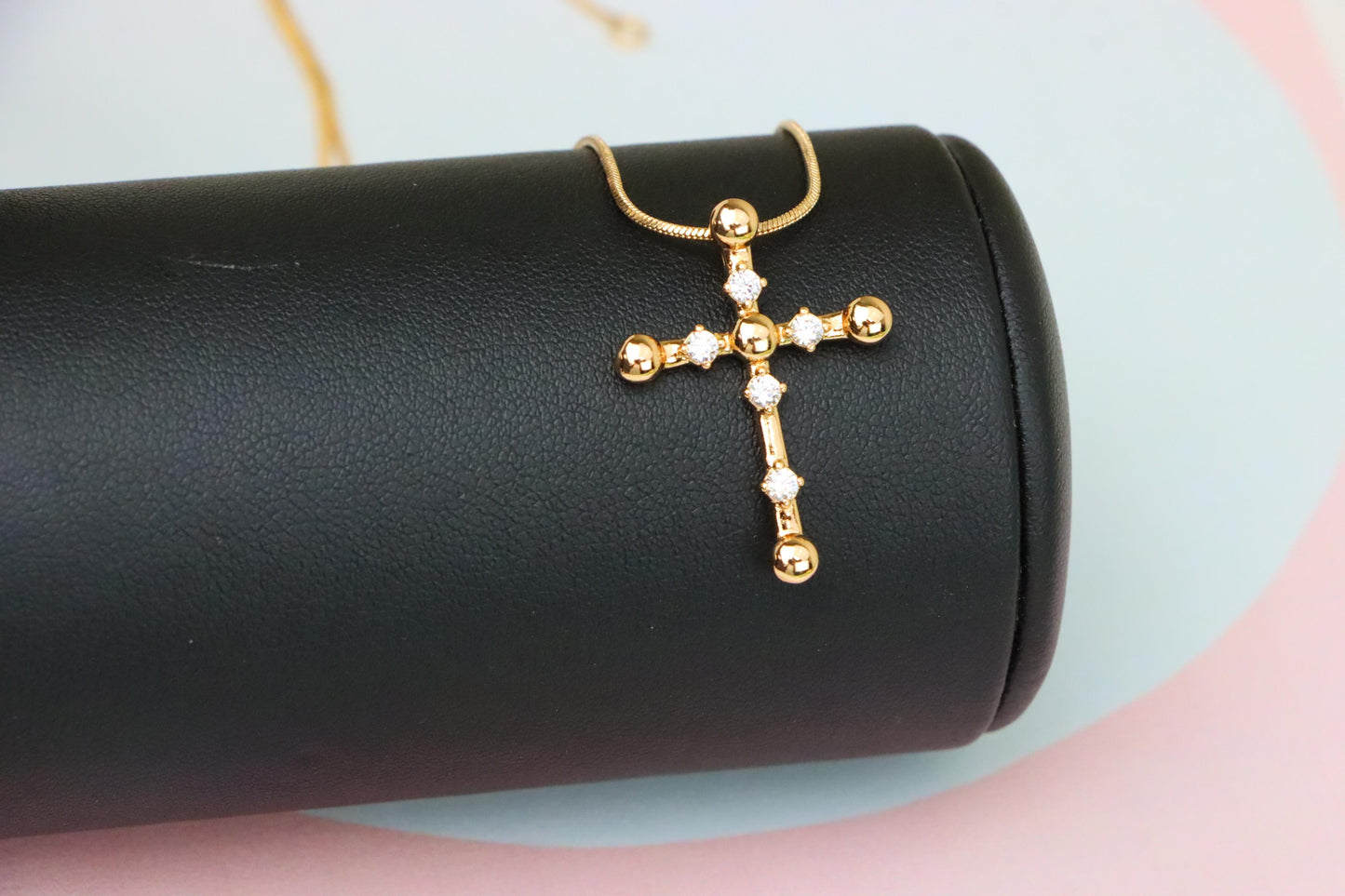 Stylish Rose Gold Cross Pendant with Crystal Accents, XPPT1836 (2155-2)
