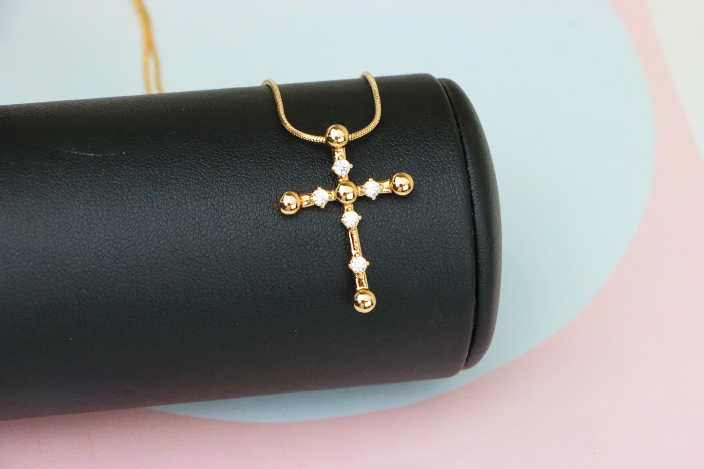 Stylish Rose Gold Cross Pendant with Crystal Accents, XPPT1836 (2155-2)