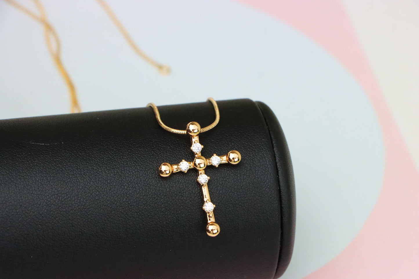 Stylish Rose Gold Cross Pendant with Crystal Accents, XPPT1836 (2155-2)
