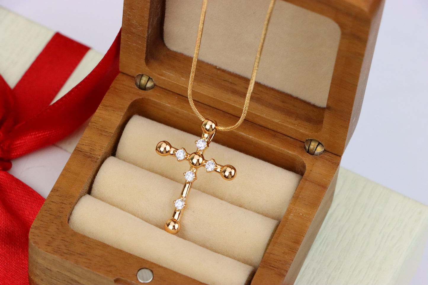 Stylish Rose Gold Cross Pendant with Crystal Accents, XPPT1836 (2155-2)
